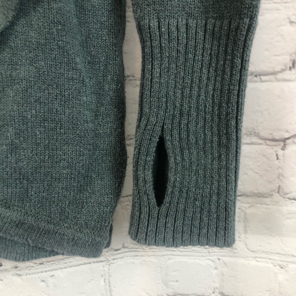 Akini Cowl Neck Asymmetrical Knit Sweater Green with Thumb Holes Women’s XS - Picture 3 of 8